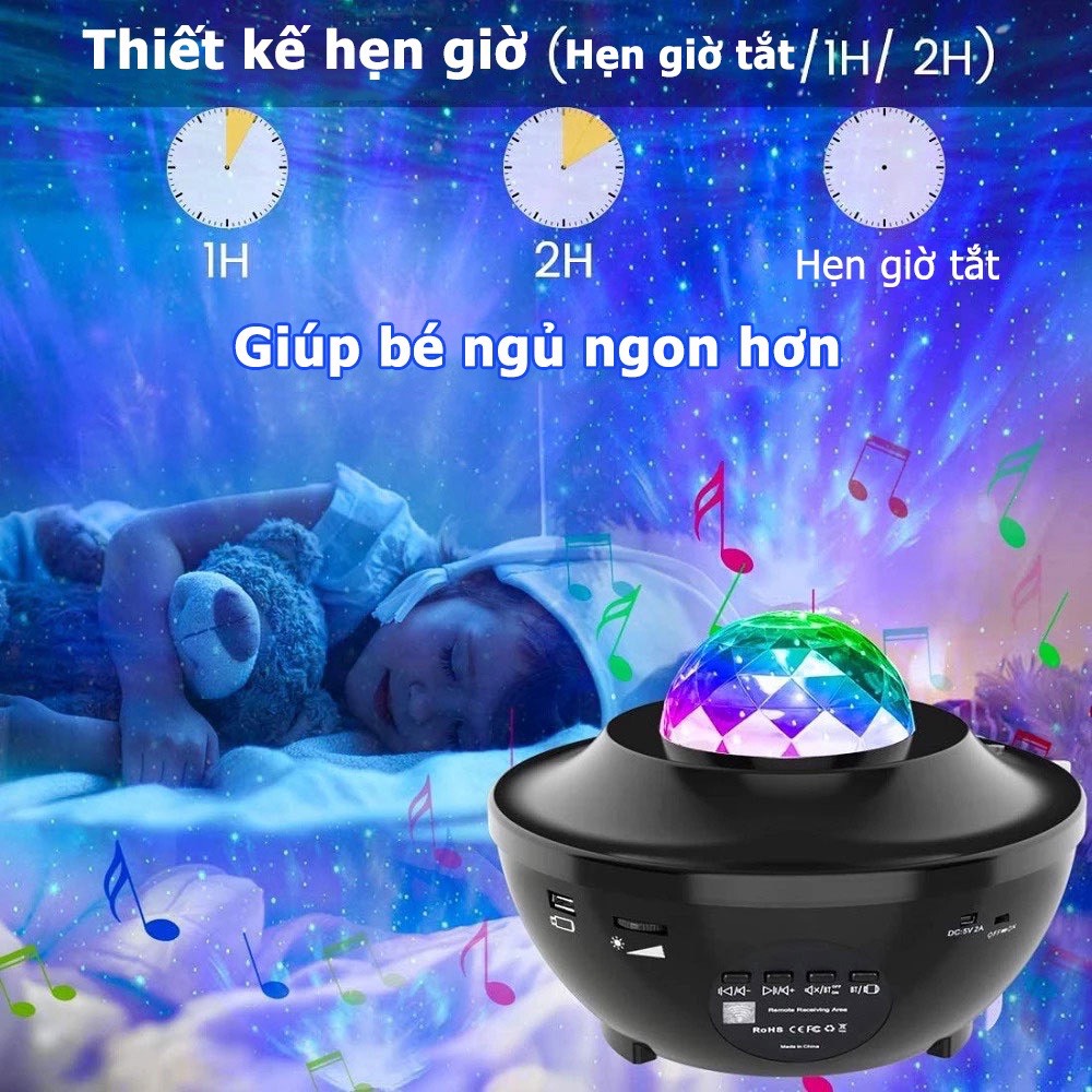 Đèn Led Thiên Hà V10 Lốc Xoáy, Nháy Theo Nhạc Tích Hợp Loa Bluetooth, Đèn Trang Trí Phòng Ngủ, Đèn Phòng Bay (JA Shop)