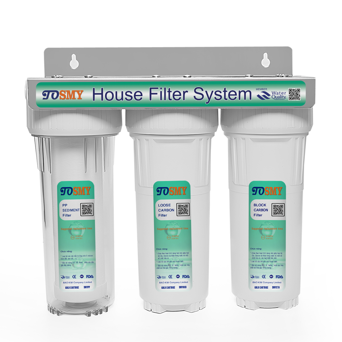 Bộ Lọc Nước 3 Giai Đoạn 10 Inch Smy 2 Gioăng - Tiêu Chuẩn Phi 21 - S3Tw21Tc