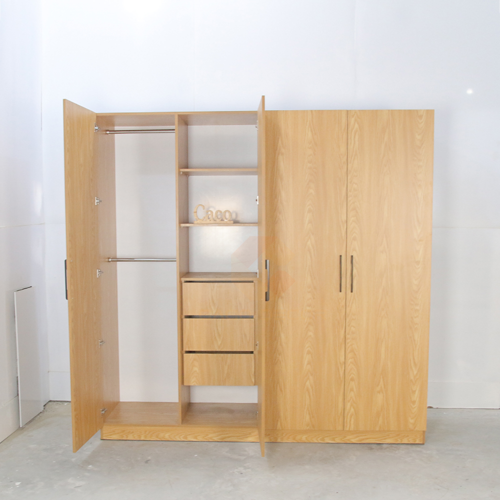 TỦ ÁO CÁNH MỞ GỖ MDF MELAMINE MÀU VÀNG VÂN GỖ SỒI CAO CẤP