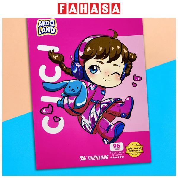 Tập Học Sinh Giấy Chống Lem - 4 Ô Ly Vuông - 96 Trang 120gsm - Thiên Long NB-121/AK - Nhân Vật Akooland Cici