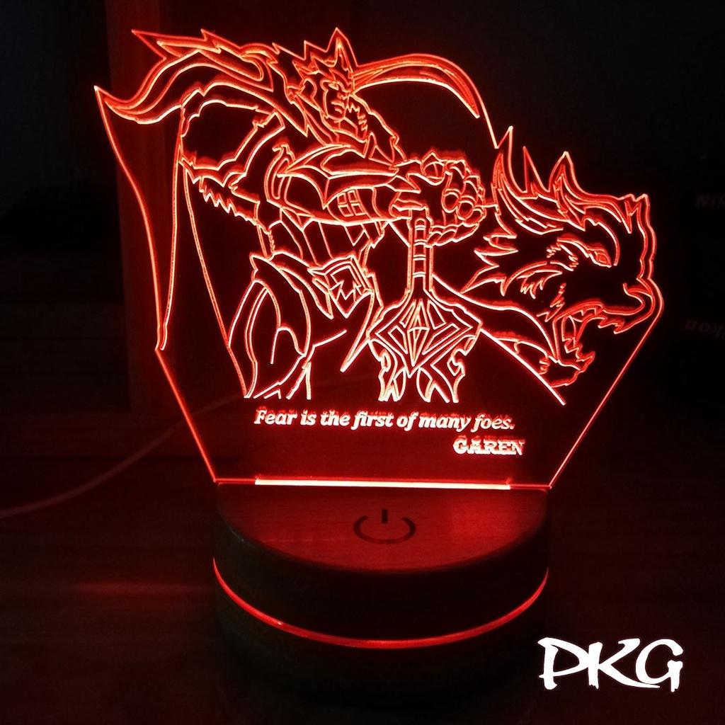 Đèn Ngủ Led 3D tướng GAREN SƯ VƯƠNG LMHT nháy sáng 16 màu cảm ứng điều khiển từ xa