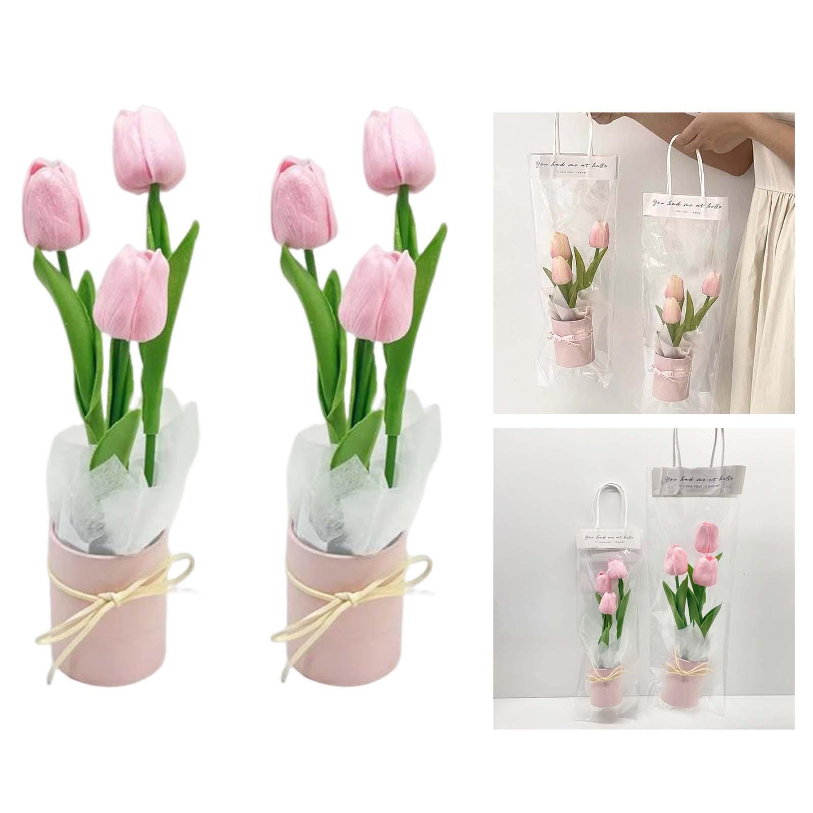 Artificial Tulips Flowers Bouquet DIY Material Package Centerpiece  Simulation for Indoor Farmhouse Kitchen Occasions Garden