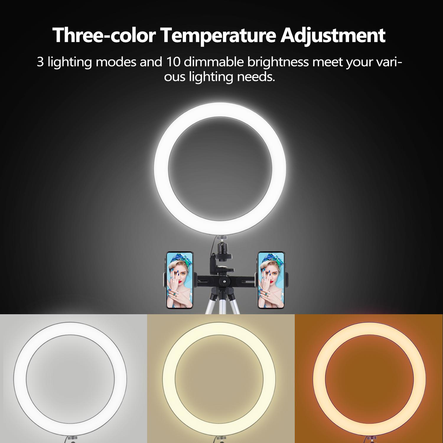Đèn LED tự sướng tròn 10 inch có thể điều chỉnh độ sáng để chụp ảnh tự sướng truyền hình trực tiếp