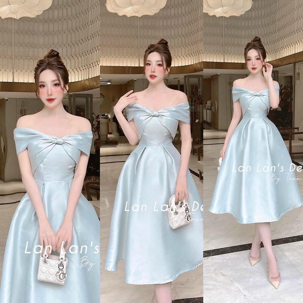 Đầm váy nữ trễ vai xòe xoắn ngực bồng bềnh xinh lung linh dành cho các nàng thơ đi dự tiệc sang chảnh