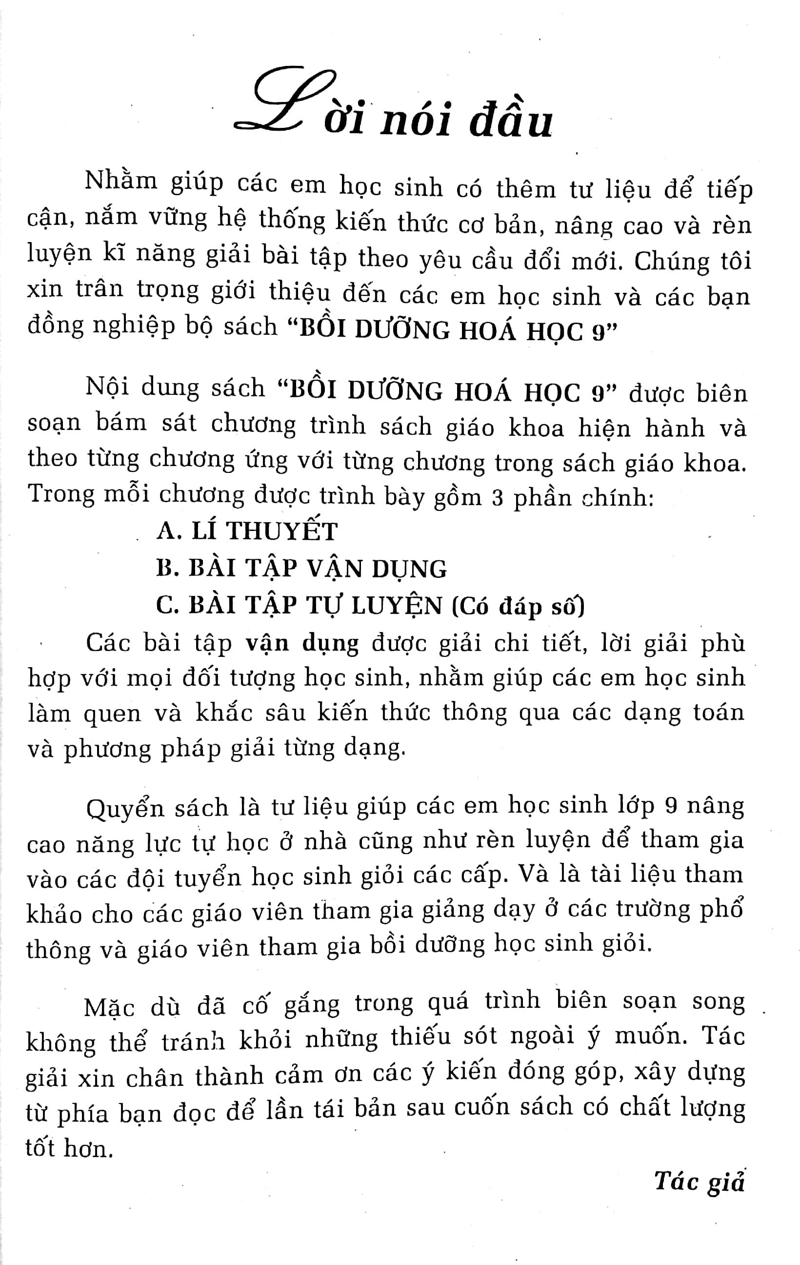 Bồi Dưỡng Hóa Học 9
