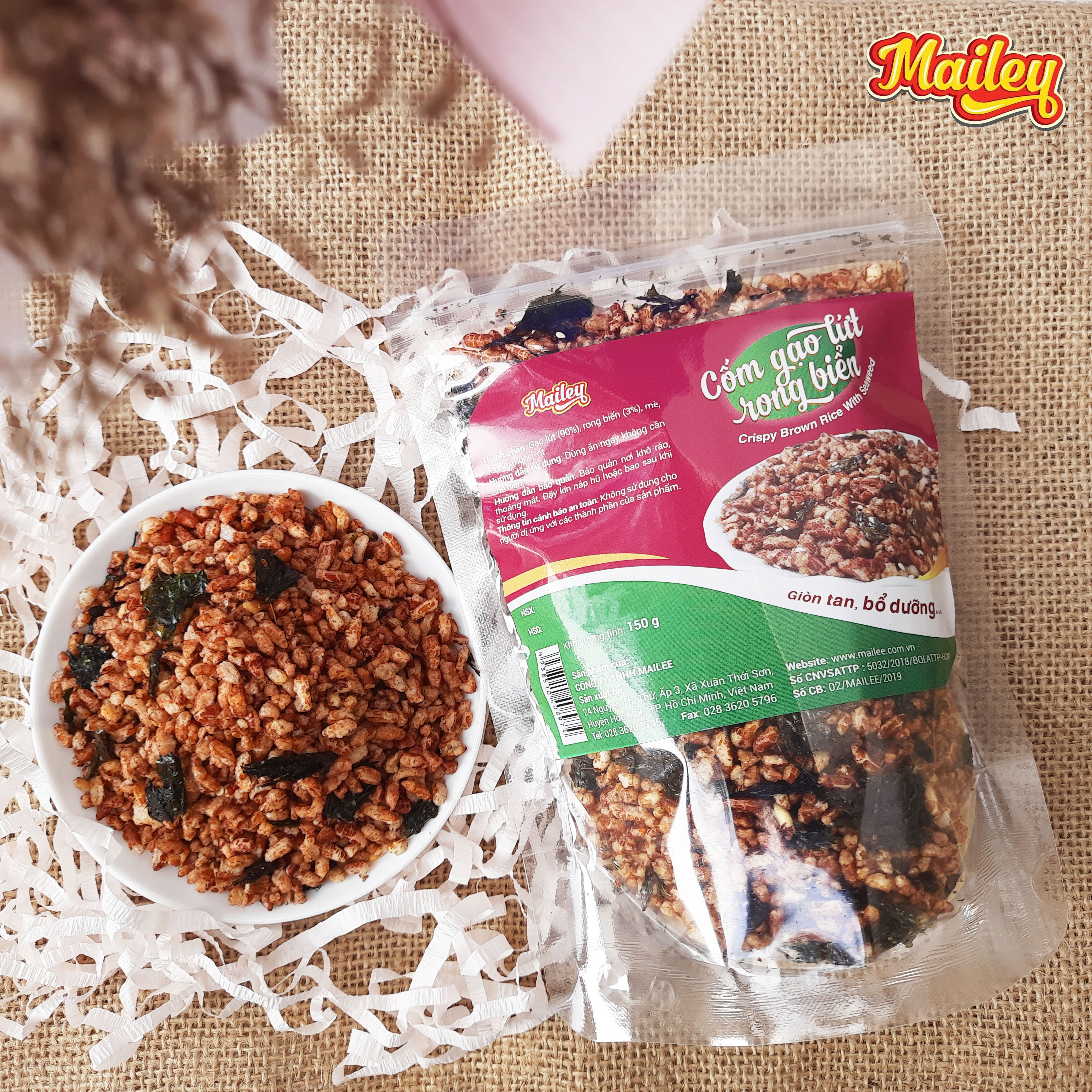 Gạo lứt sấy rong biển ăn liền MAILEY gói 150G