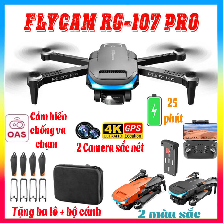 Máy Bay Camera Flycam 8K Tránh Va Chạm - Drone Mini RG 107 Max Giá Rẻ - Chụp Ảnh Chống Rung - Kết Nối WIFI 5G - Hàng Chính Hãng