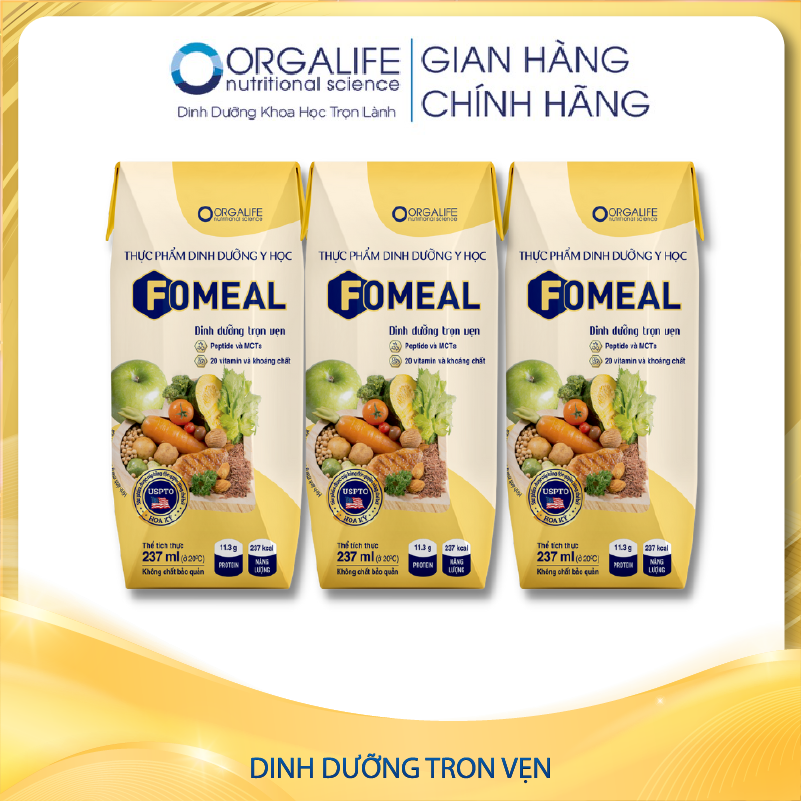 Lốc 3 hộp thực phẩm dinh dưỡng y học Fomeal peptides 250ml/hộp - Dinh dưỡng cho người bệnh, kém hấp thu, phục hồi nhanh chóng