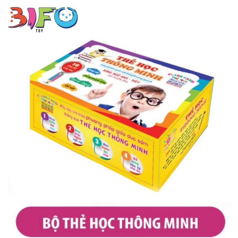 Bộ thẻ học thông minh flashcard song ngữ Anh - Việt bản chuẩn 16 chủ đề và 14 chủ đề cỡ lớn A5 giúp bé phát triển tư duy