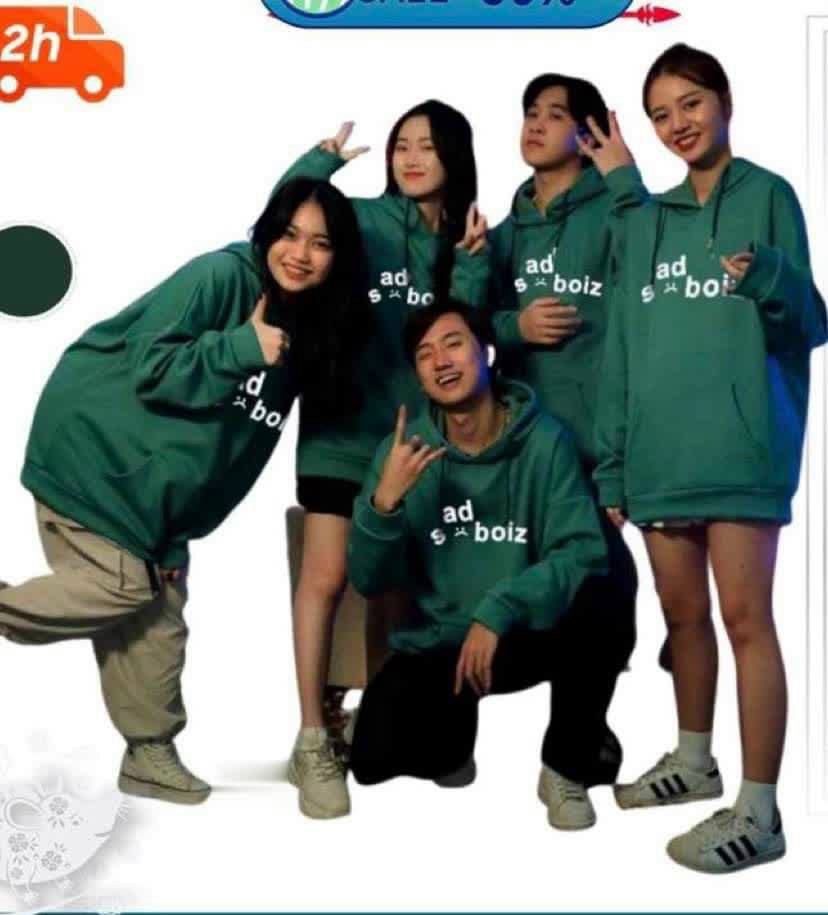 Áo Hoodie Sadboiz Màu Xanh Có Túi , Nón Mũ 2 Lớp - Khoác Thun Nỉ Nam Nữ Nhóm Cặp Đôi Mặc Chống Nắng - Thu Đông