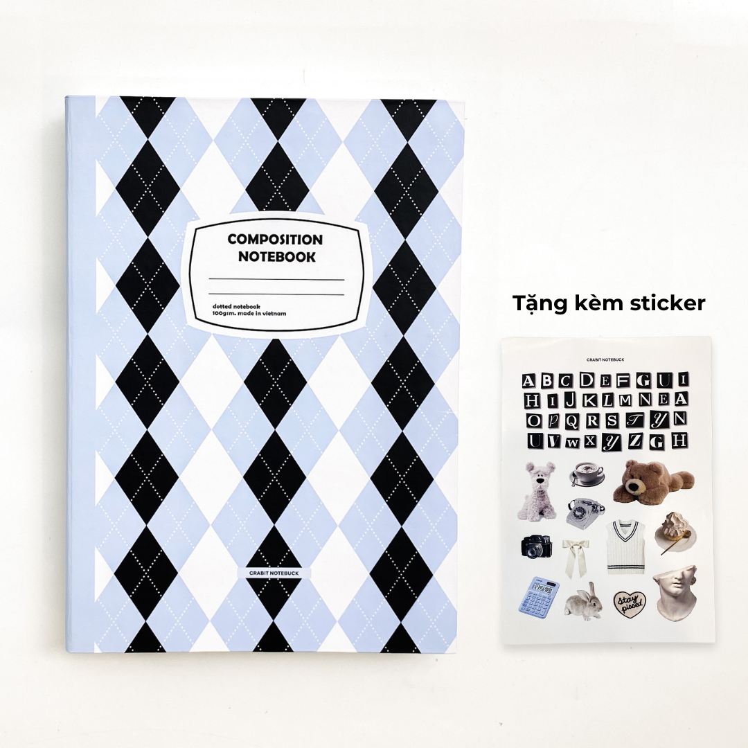 Vở bìa cứng 140 trang tập học sinh ghi chép studygram 100gsm Composition Hoạ tiết quả trám