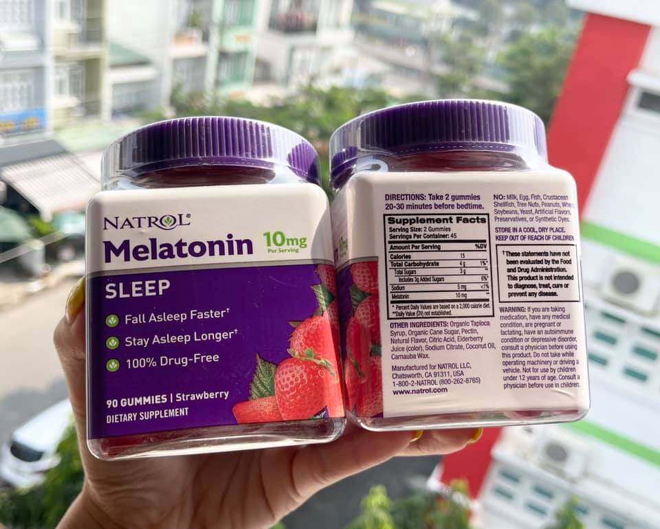 KẸO GIÚP NGỦ NGON NATROL MELATONIN VỊ DÂU 10mg  (Mỹ) ( không xuất hóa đơn đỏ )