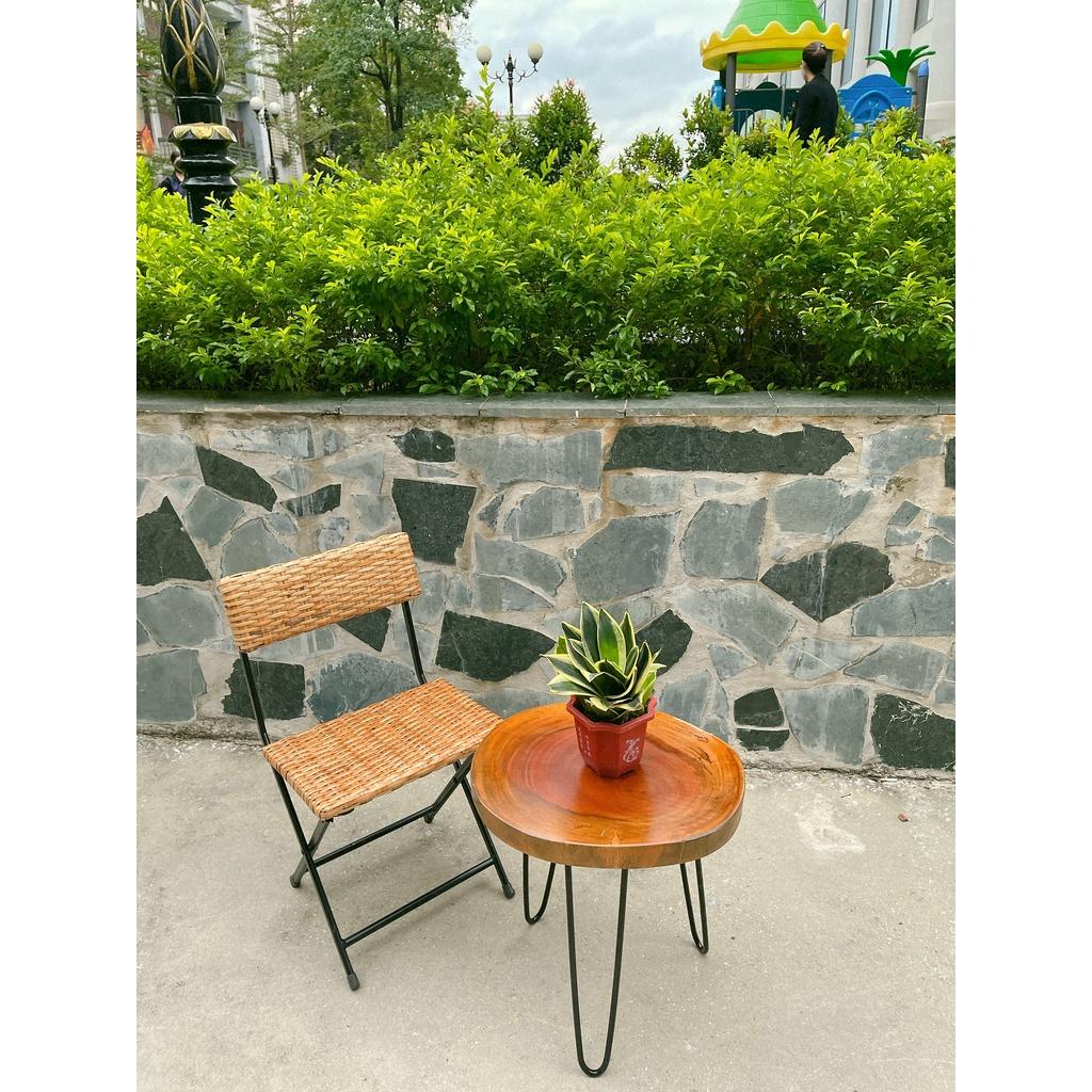 Bàn Gỗ Xà Cừ Hygge Table Chân Sắt Cố Định Cao Cấp Tự Nhiên