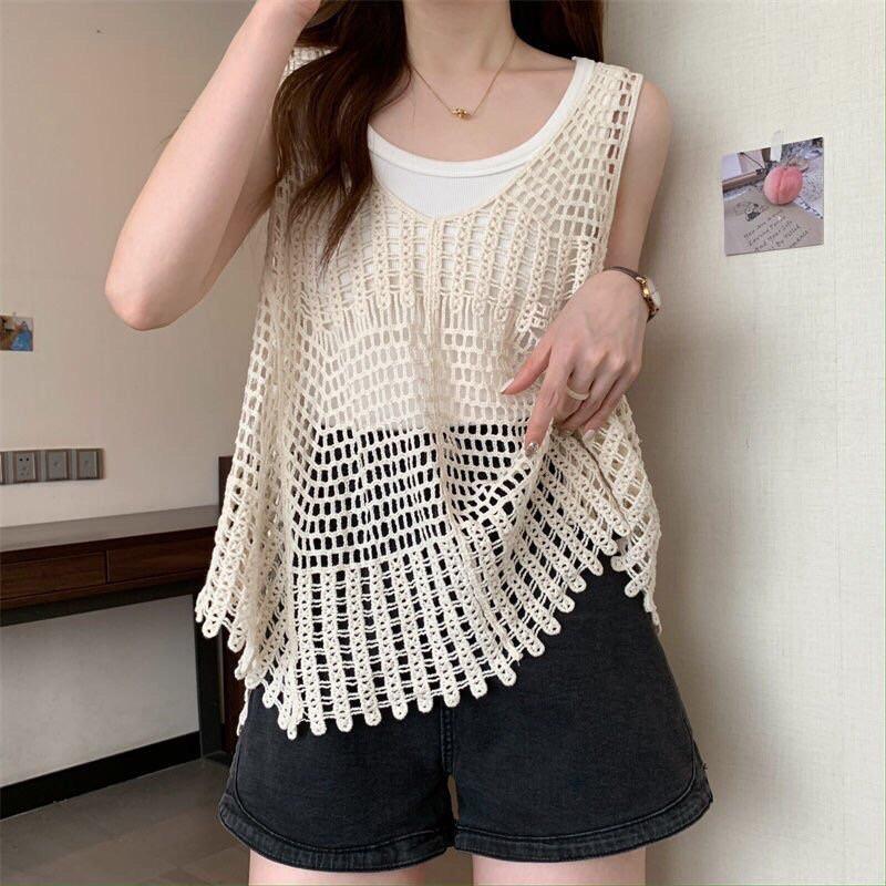 -Áo lưới ren móc nữ ba lỗ độc đáo phiên bản HQ