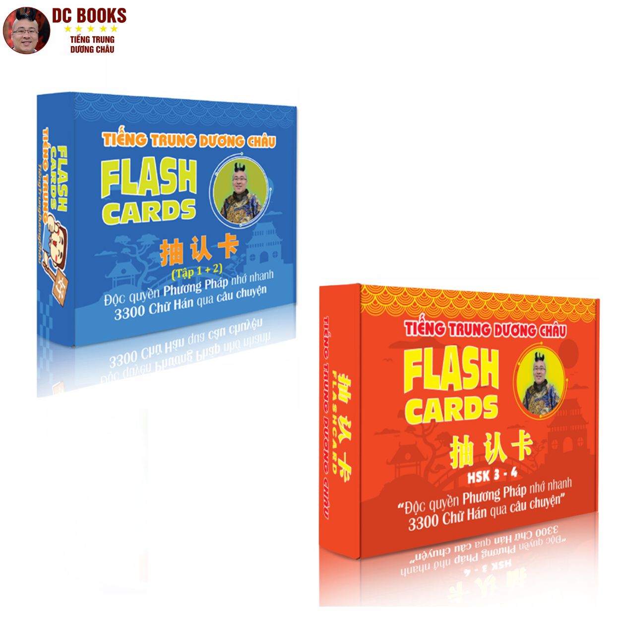 Combo Flashcard Từ Vựng Tiếng Trung Cấp 1234 - Bộ Thẻ Học Từ Vựng Tiếng Trung Cầm Tay - Phạm Dương Châu ( Phiên bản có hình ảnh,màu sắc,câu chuyện)