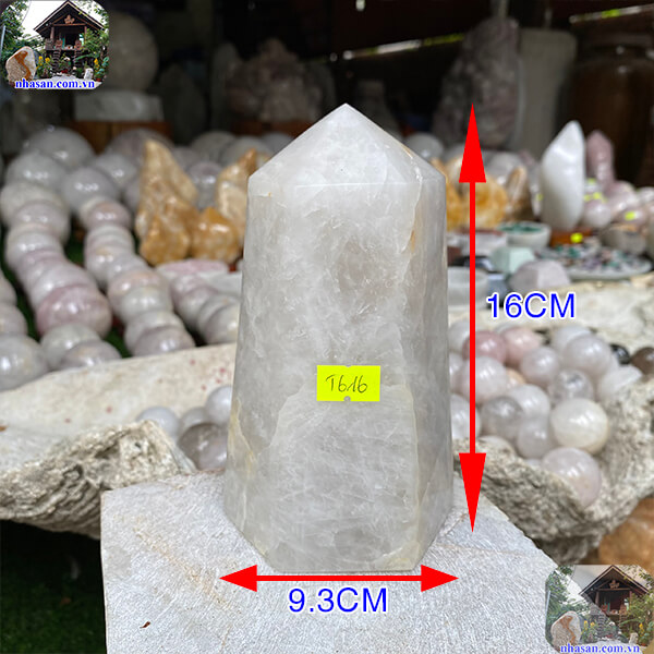 Trụ lục giác đá thạch anh trắng tự nhiên phong thủy-1.7kg  -T616