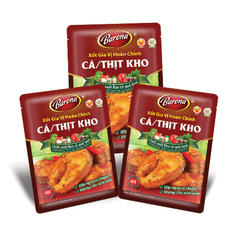 Combo 3 gói Xốt Gia vị hoàn chỉnh Barona - Cá/ thịt kho 80gr