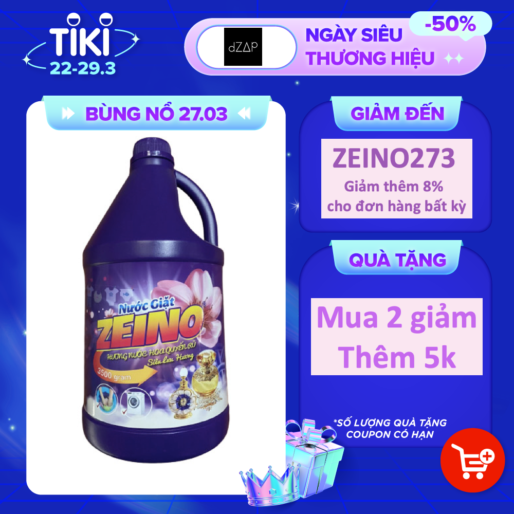 Nước Giặt Hương Nước Hoa Quyến Rũ Zeino 3.5L