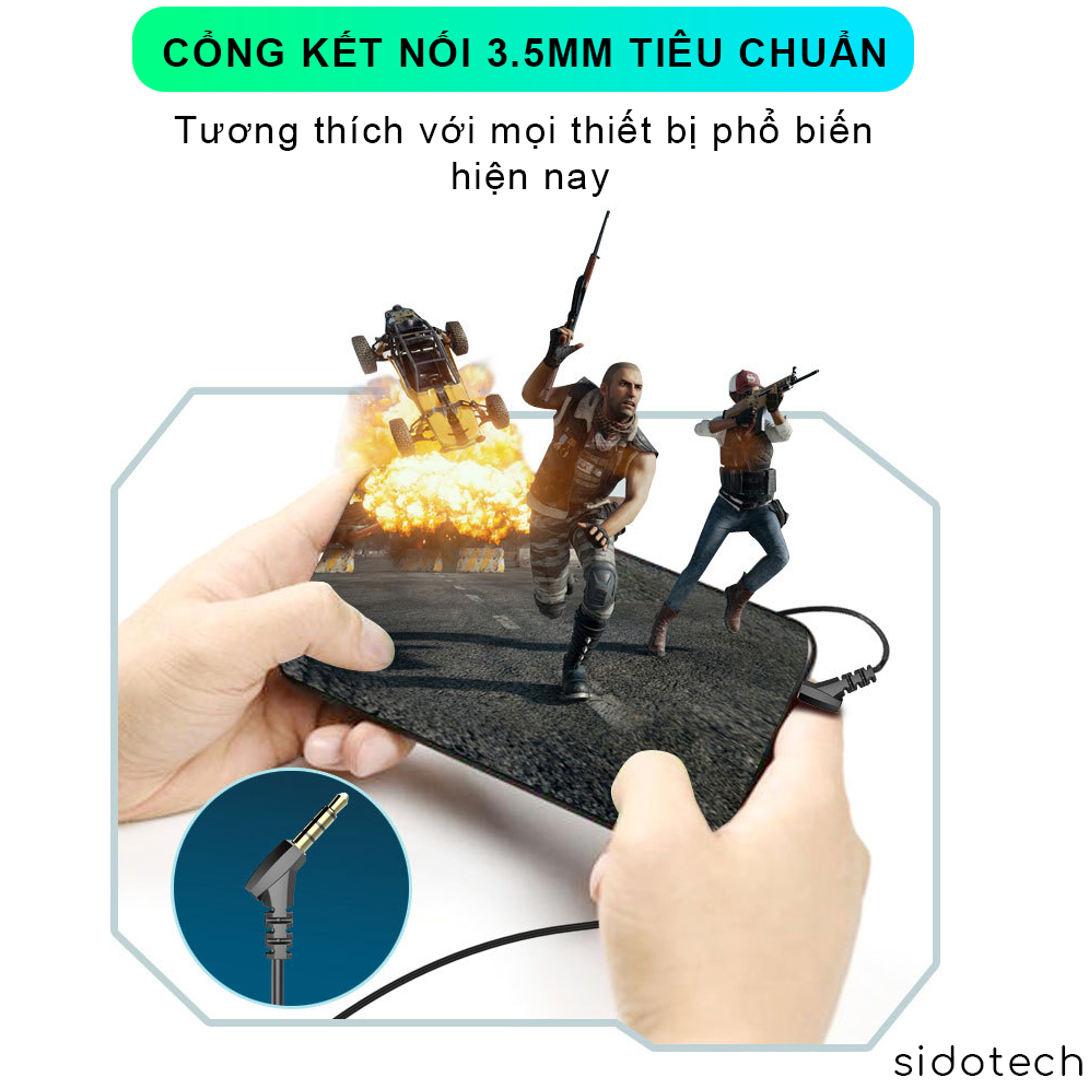 Tai nghe chơi game SIDOTECH G18 Gaming cho điện thoại có mic chơi Pubg FF Liên Quân Tốc Chiến thiết kế nhét tai In Ear tương thích Mobile Máy tính PC - Hàng Chính Hãng