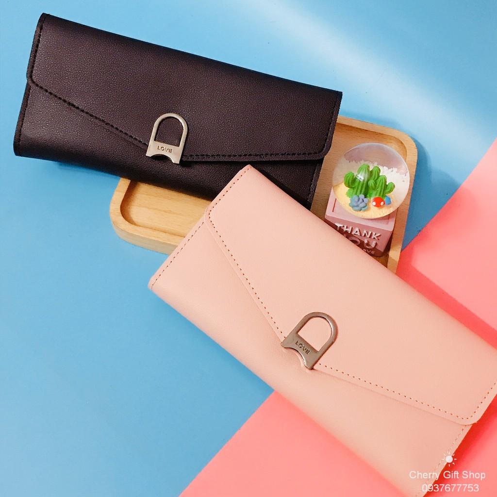 Bóp Ví Nữ Khóa Chữ Love Dễ Thương Phong Cách Hàn Quốc Ảnh Thật Shop Chụp