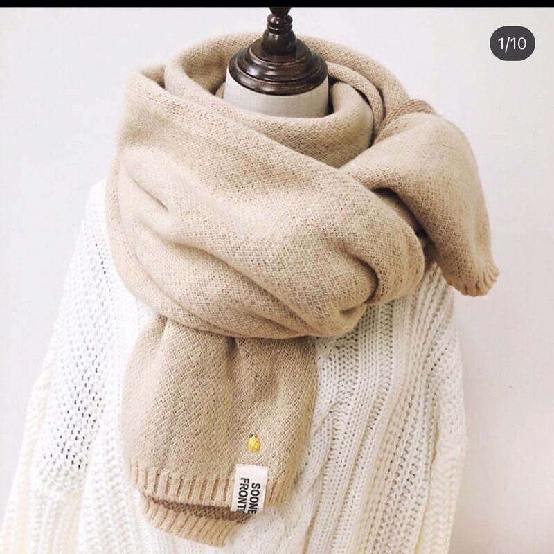 KHĂN LEN QUÀNG CỔ NAM NỮ KHĂN CHOÀNG LEN NAM NỮ VINTAGE MỀM MỊN DÀY CỰC ẤM ĐÍNH KÈM QUẢ DỨA