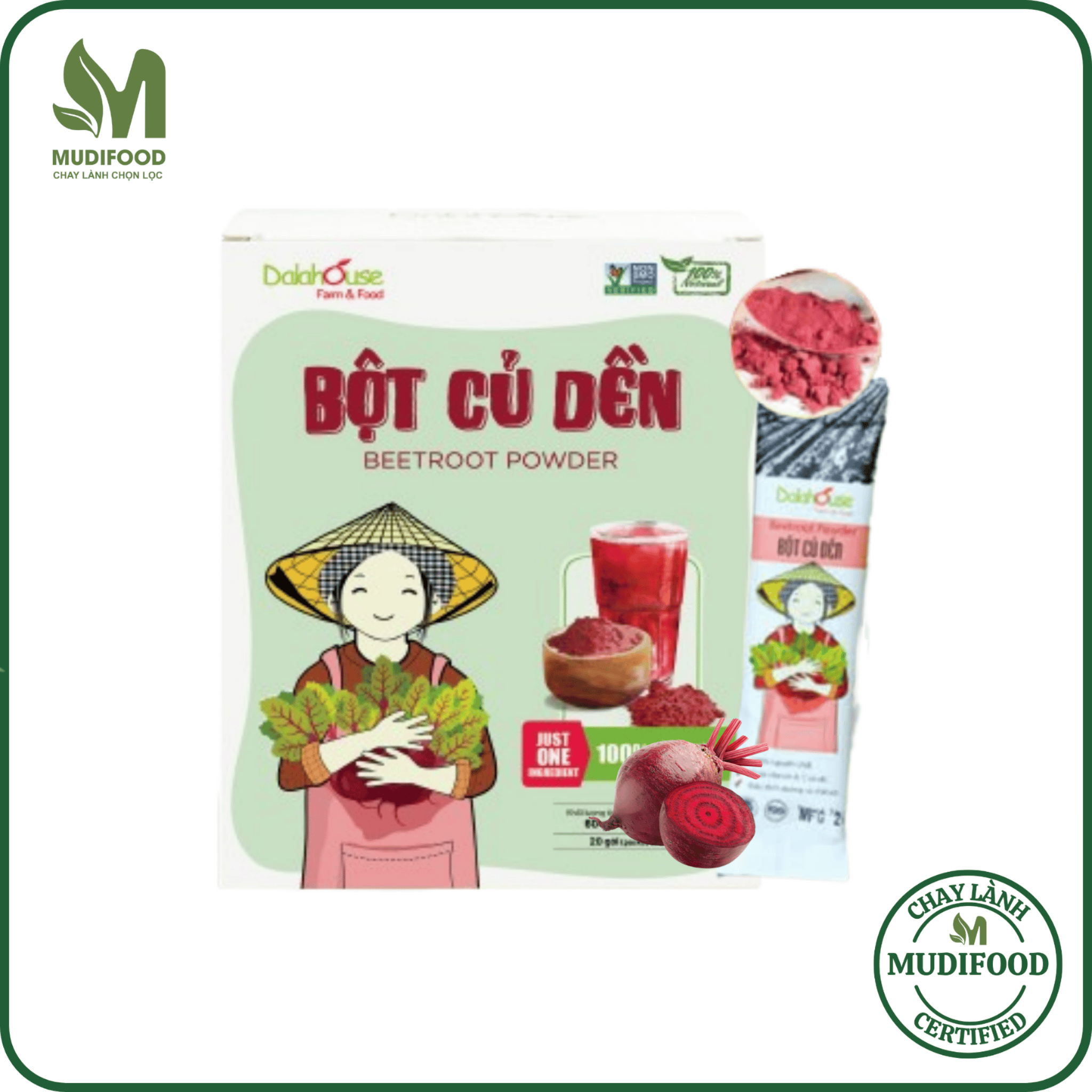 Bột Củ Dền Hữu Cơ Nguyên Chất Sấy Lạnh Dalahouse – Thải Độc Gan, Chống Viêm Gan, Tăng Cường Thể Lực, Cải Thiện Hệ Miễn Dịch, Ngăn Ngừa Thiếu Máu, Hỗ Trợ Người Bệnh Gout, Tốt Cho Dạ Dày, Điều Hòa Huyết Áp, Cải Thiện Trí Nhớ – Hộp 20 gói 3g