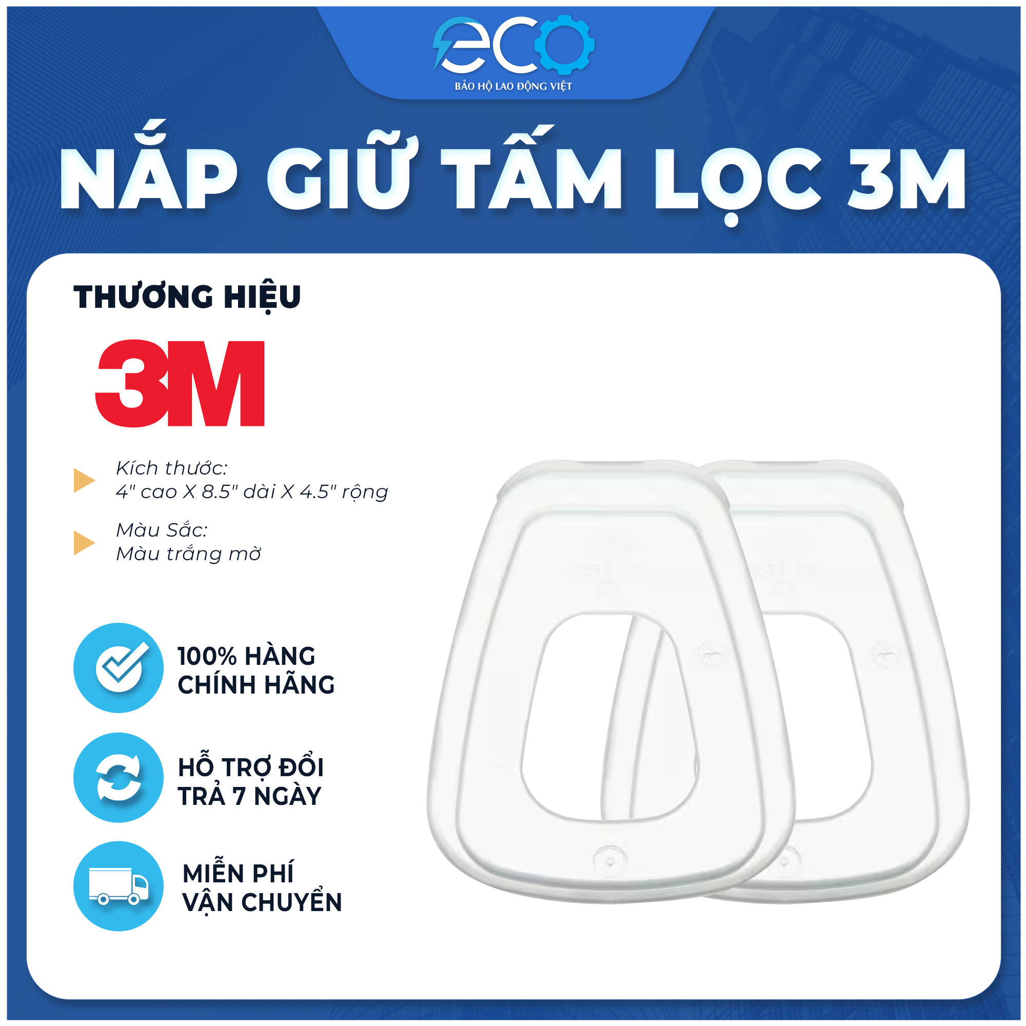 Nắp nhựa 3M 501 (1 cặp) dùng giữ bông lọc 5N11, phòng dịch, chống giọt bắn, lọc bụi mịn pm2.5, khói hàn, xịt sơn