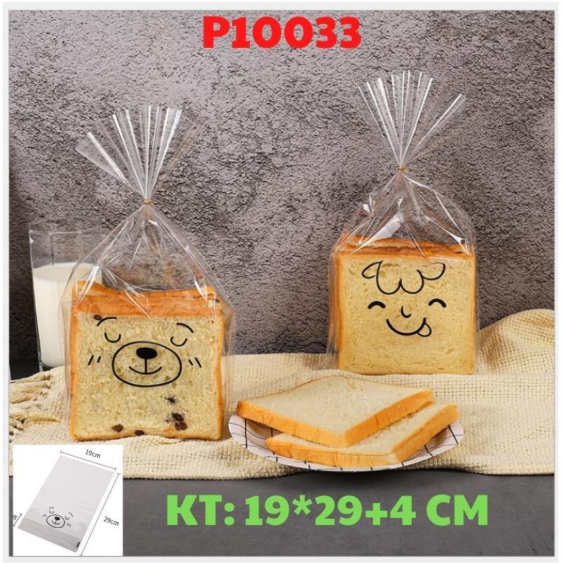 Túi Bánh Bánh Mì Sandwich Cắt Lát Bánh Ngọt Trong Suốt Dạng Đứng Có Kèm Dây Buộc Họa Tiết - P10033