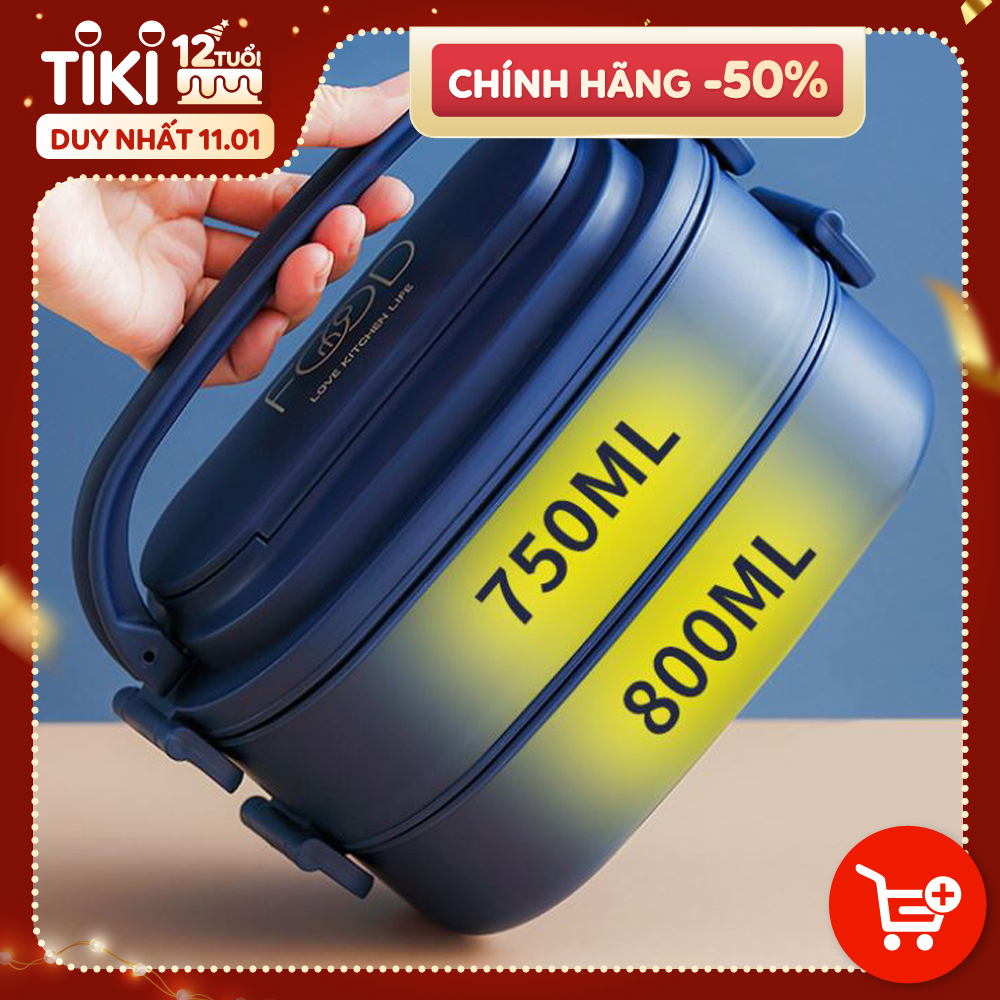 Bộ Hộp Cơm 2 Tầng 2 Ngăn - Hộp Đựng Cơm Văn Phòng 2 Tầng Cao Cấp - Hàng Chính Hãng dododios