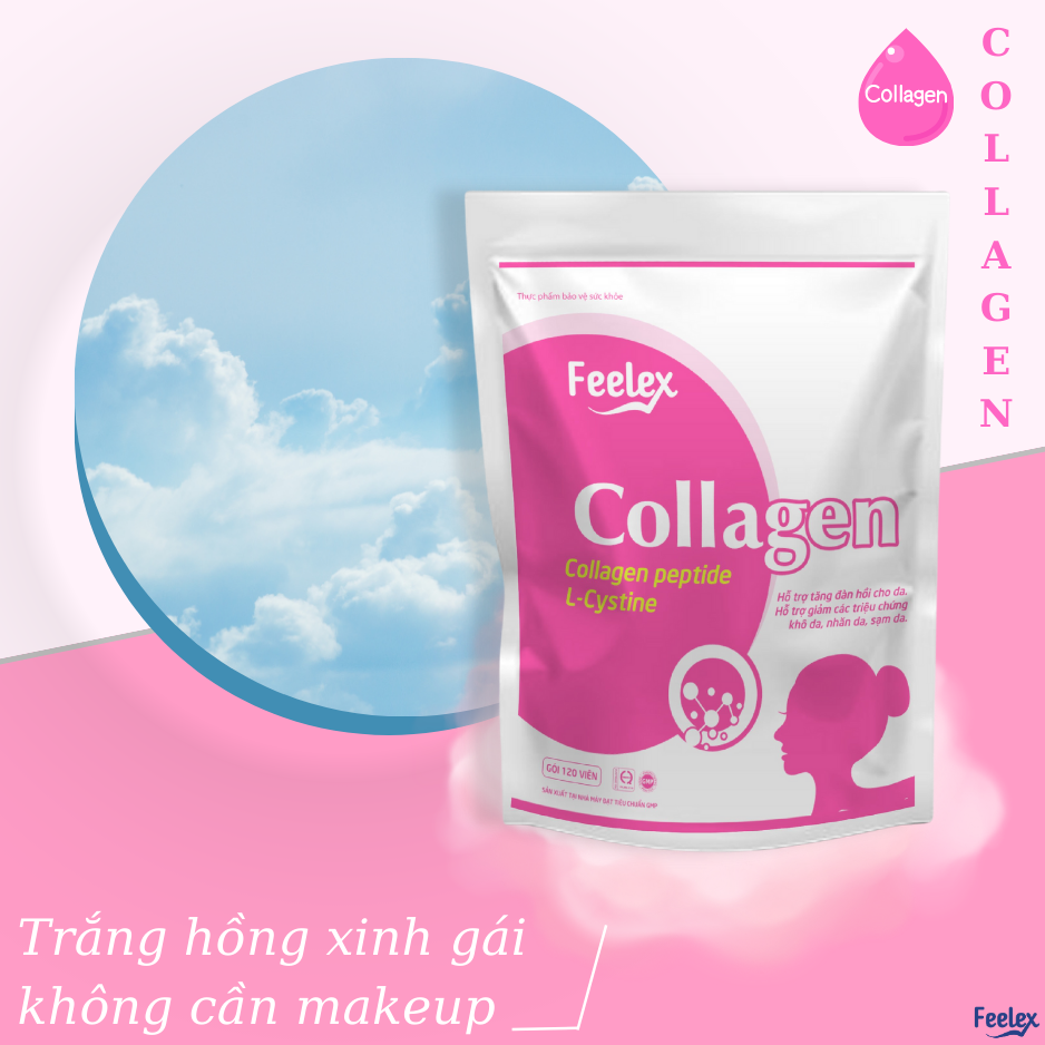 Viên uống Feelex Collagen giúp làm đẹp da, chống lão hóa gói 120 viên