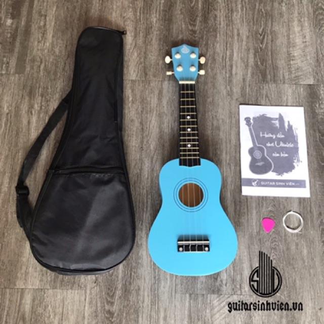 Đàn ukulele soprano gỗ Size 21 xanh dương - Tặng 5 phụ kiện - Đàn loại 1 chuyên tập chơi