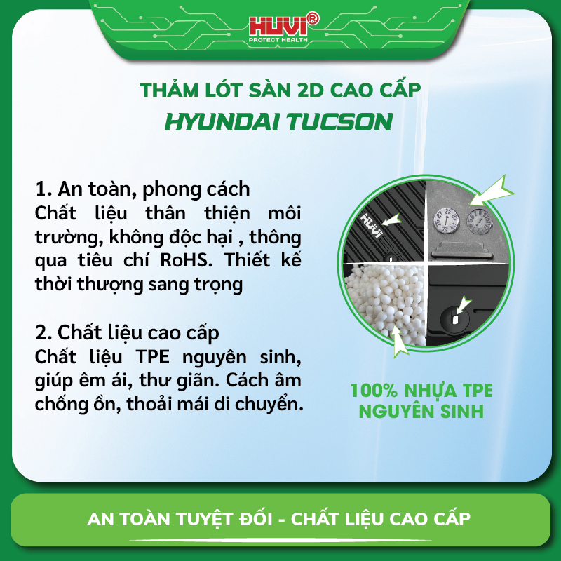 Thảm sàn ô tô Huvi Hyundai Tucson 2022 không trơn trượt, không ẩm mốc, không mùi hôi