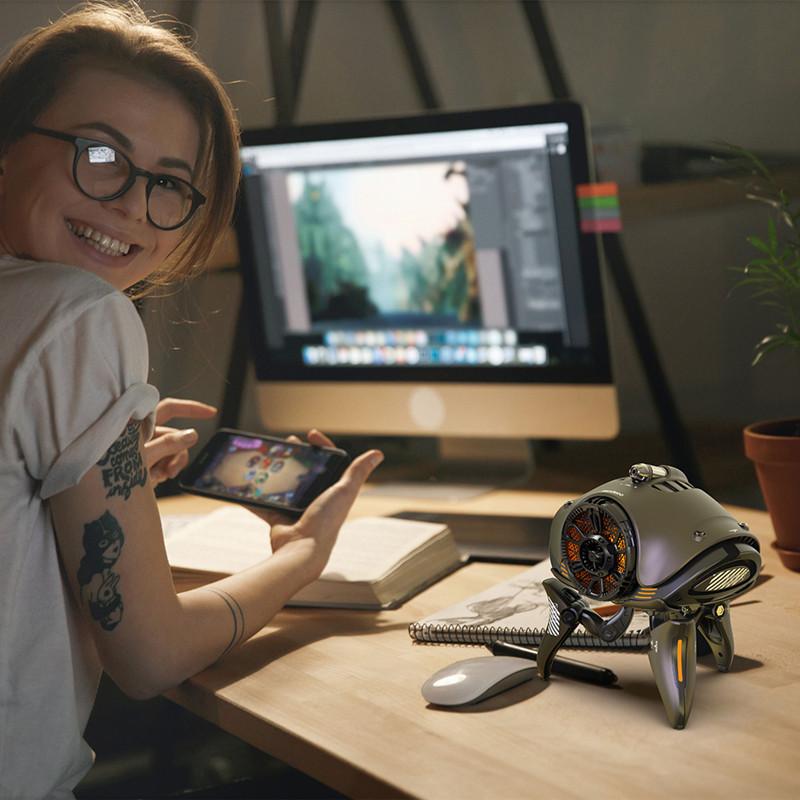 Robot chất lượng cao robot không dây bluetooth loa siêu loa siêu âm trung tâm âm nhạc âm thanh bao quanh tws tốt hơn cho máy tính tv caixa de som Color: Green