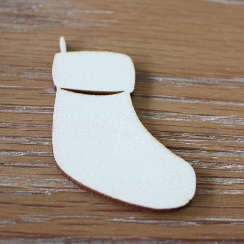 25pcs Santa Boot Wooden Shapes Cutout DIY Crafts Christmas Hanging Decor