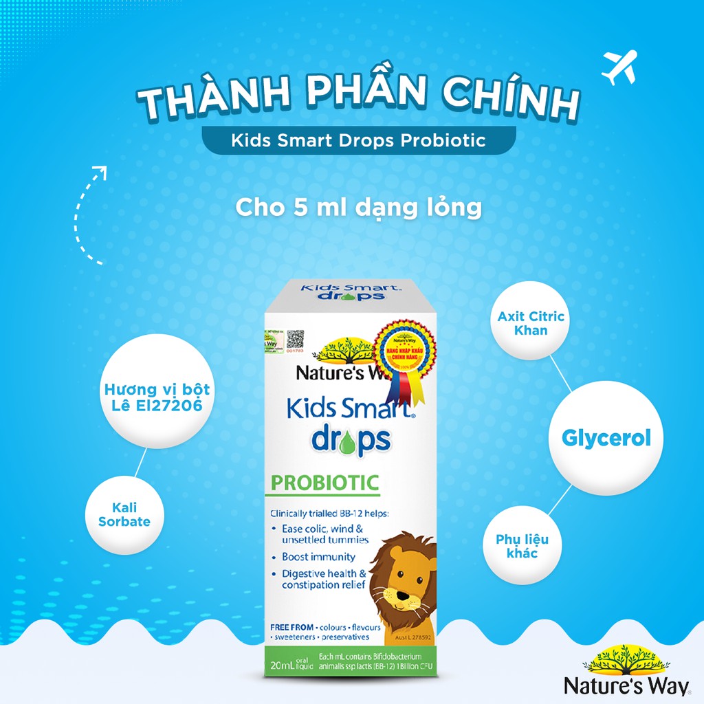 Siro Uống Nature's Way Kids Smart Drops Probiotic Bổ Sung Men Vi Sinh Cho Bé 20ml