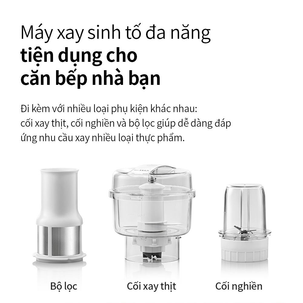 Máy xay sinh tố Lock&amp;lock 1.5L EJM416WHT Multi Blender 800W - Hàng chính hãng, nghiền nhuyễn đá, có lọc bã hạt - JoyMall