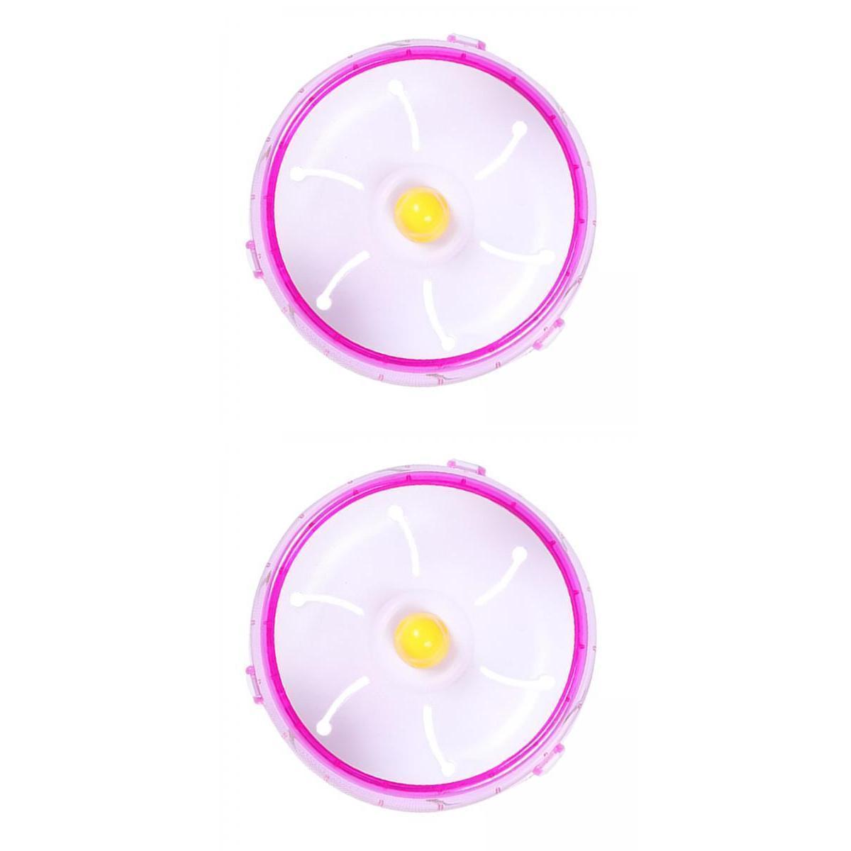 2 Pieces Plastic Running Disc Spinner Hamster Exercise Wheel 21cm and 17.5cm