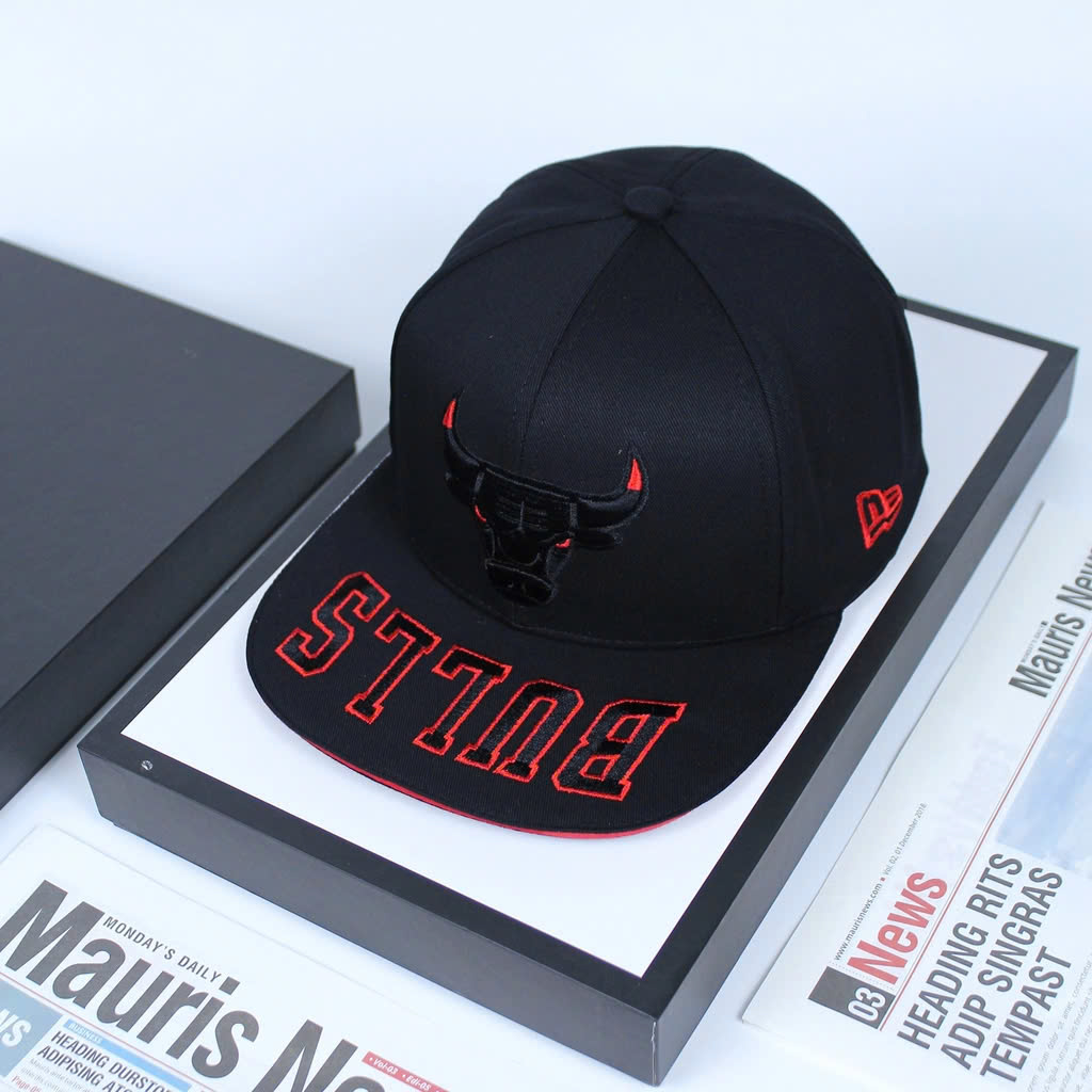 Nón hiphop, mũ snapback Bulls trâu thêu chỉ đỏ phối vải kaki thời trang đường phố siêu đẹp