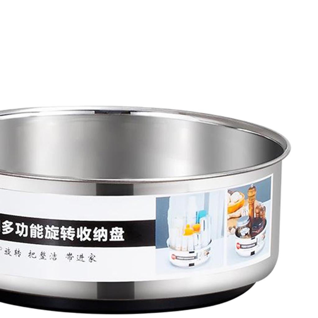 Turntable Kitchen Storage Organizer for Can or Seasonings Multifunctional Stainless Steel Organizer for Fridge Cabinet,360 Rotating Cosmetic Organizer