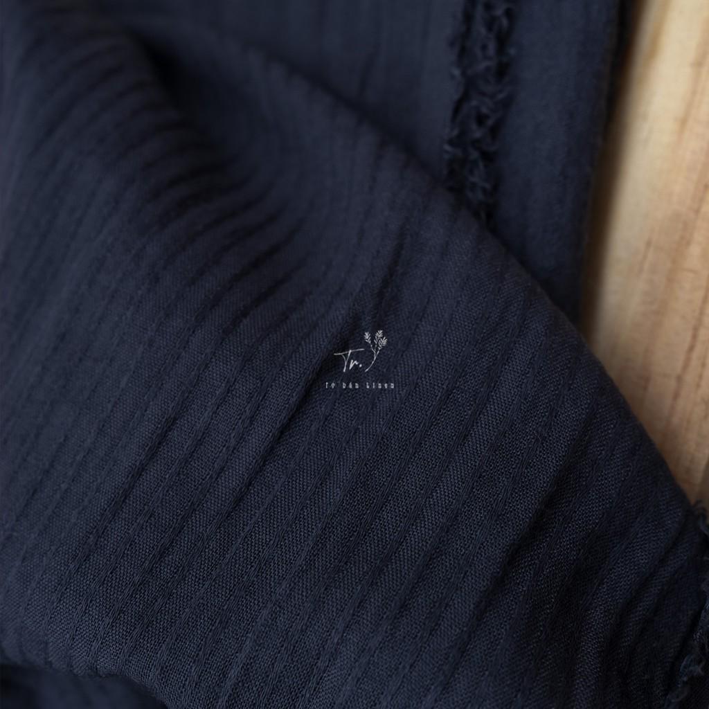 Vải Linen - xô dệt ngang xanh đen