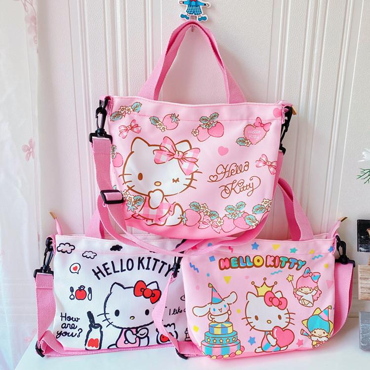 Sanrio Hello Kitty Bé Gái Bé Trai Túi Đeo Vai Messenger Hoạt Hình Canves Túi Xách Túi