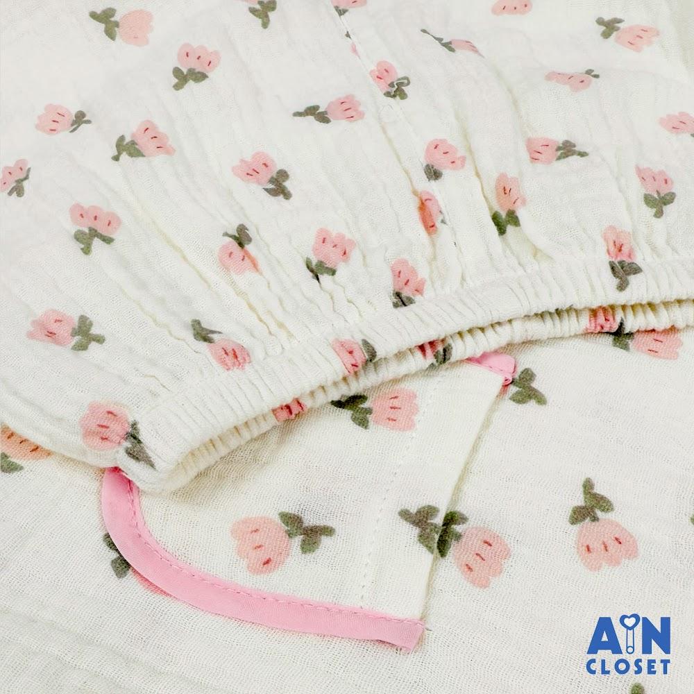 Bộ quần áo Dài tay ngắn bé gái họa tiết Tulip Nhí Hồng Xô muslin - AICDBGUGIY05 - AIN Closet