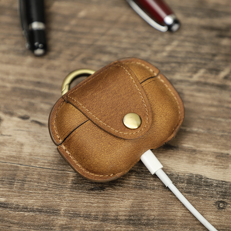 Bao Case Da Ngựa Khóa Tròn cho Airpods Pro 2 - Hàng Chính Hãng