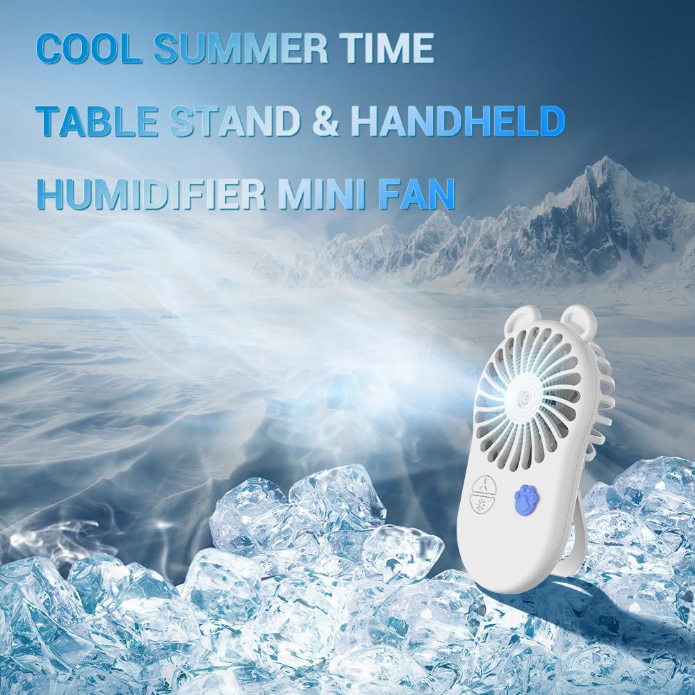 Quạt Mini Cầm Tay Cầm Tay Có Chức Năng Tạo Ẩm, Đèn LED Quạt Mini Để Bàn Màu sắc: Hồng