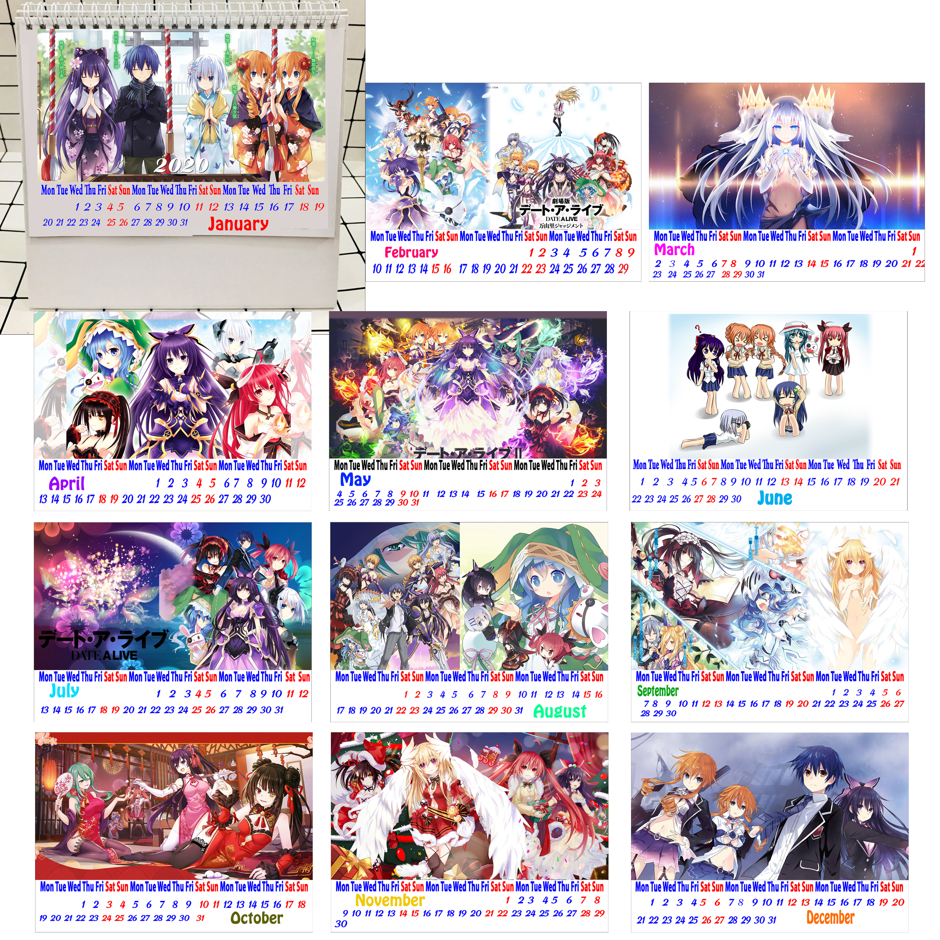 LỊCH BÀN 2020 DATE A LIVE 12 TỜ