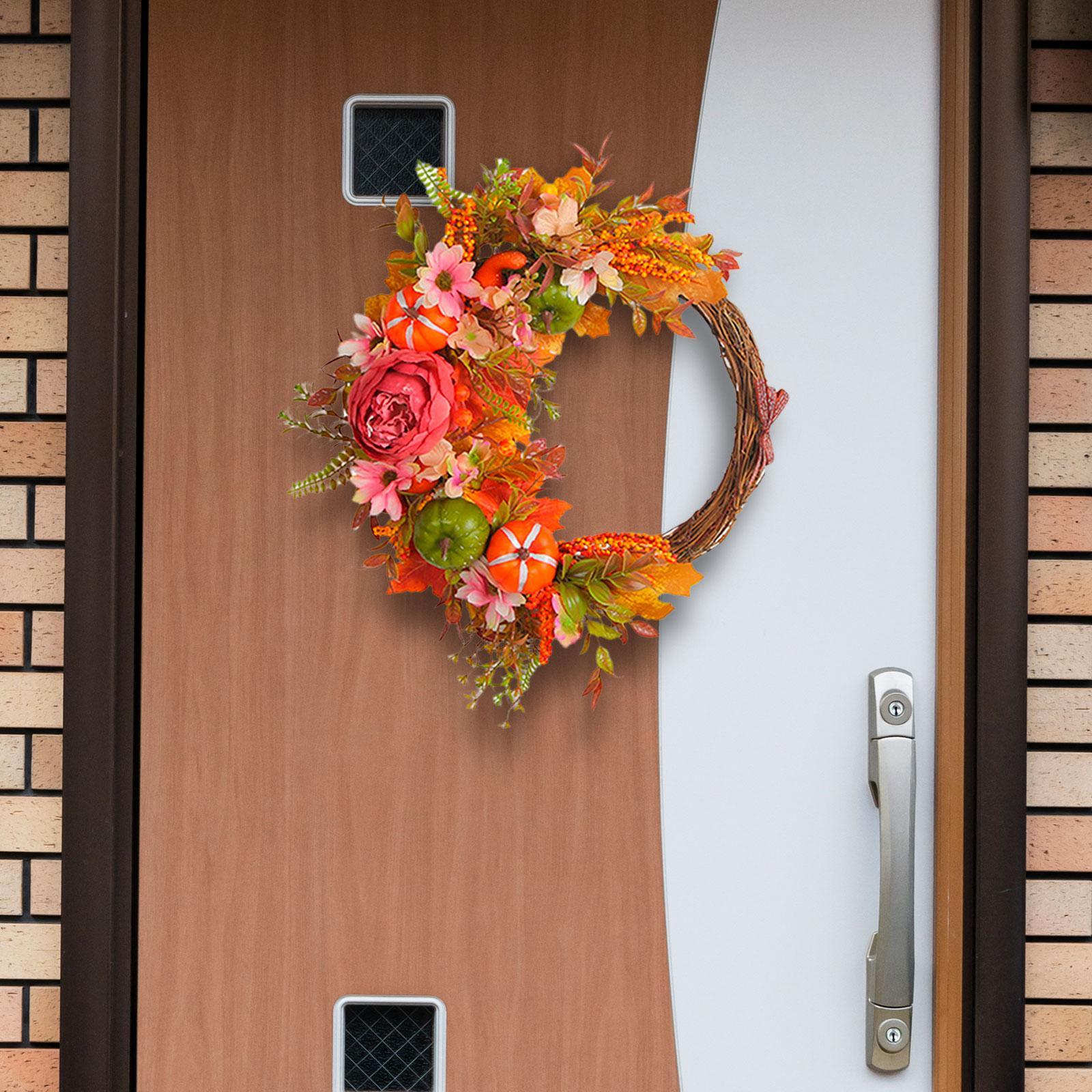 Front Door Fall Wreath Artificial Garland Flower Party Autumn Harvest Wreath
