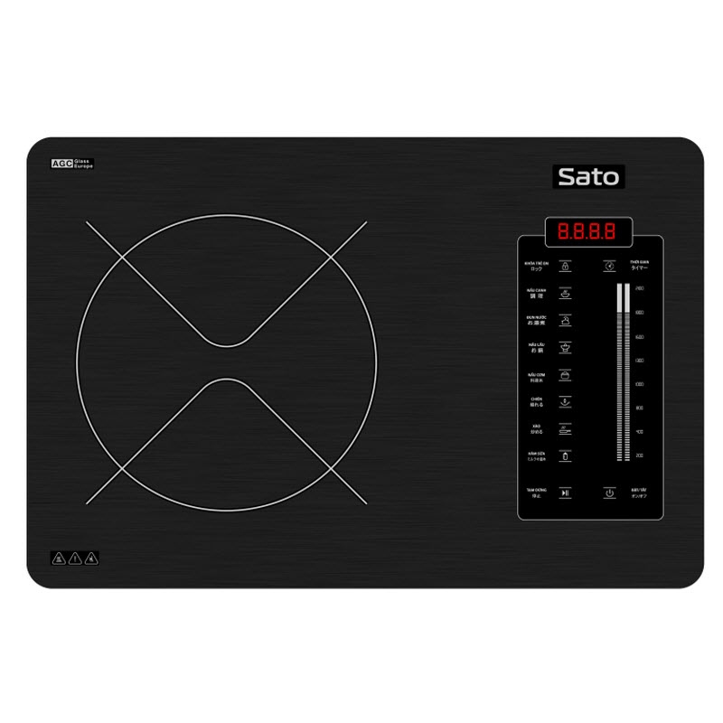 Bếp từ đơn SATO BT027 Mặt kính cường lực cao cấp chống xước, chịu nhiệt lên tới 750 °C độ bền cao và an toàn tuyệt đối- Miễn phí vận chuyển toàn quốc - Hàng chính hãng