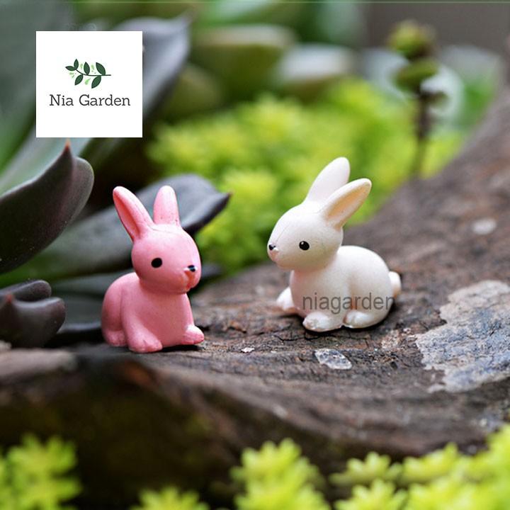 Phụ kiện thỏ con trang trí terrarium, chậu cây cảnh