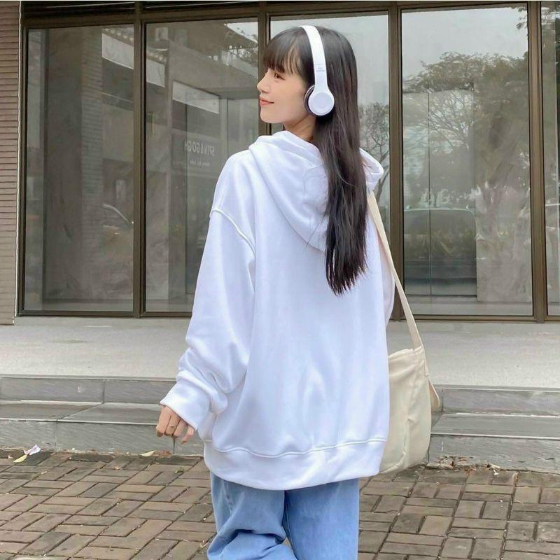 Hình ảnh Áo khoác nữ chất nỉ cao cấp form rộng có nón chống nắng cản gió thời trang, mẫu hoodie kéo zip hàn