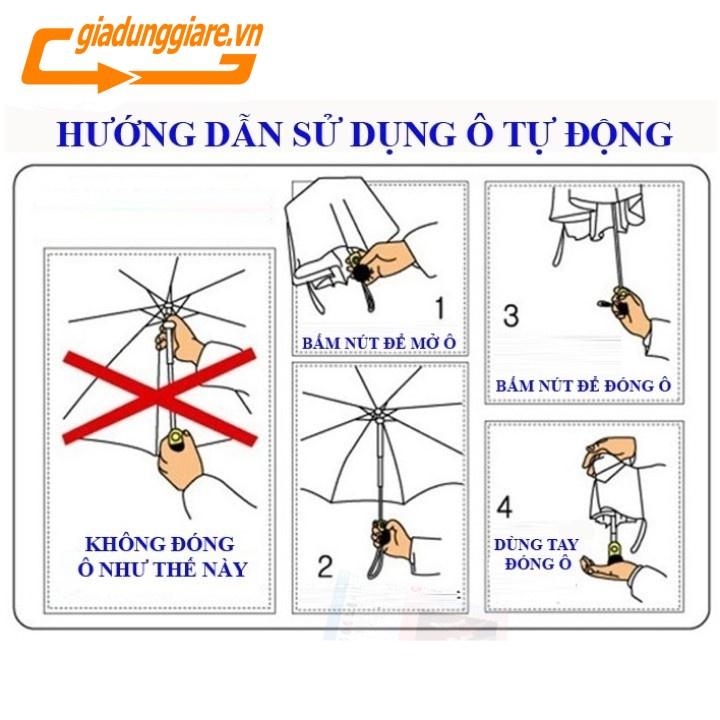 Ô dù tự động mở và gấp bằng nút bấm (Hàng xuất Nhật) loại 10 nan rộng 115 cm - giadunggiare.vn